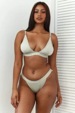 Lounge Underwear Bamboo Minimal Triangle Bra (Set) - Olive 11 Lounge Underwear Bamboo Minimal Triangle Bra (Set) - Olive