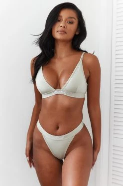 Lounge Underwear Bamboo Minimal Triangle Bra (Set) - Olive