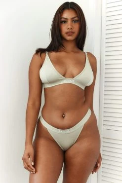 Lounge Underwear Bamboo Minimal Triangle Bra (Set) - Olive