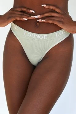 Lounge Underwear Seamless Thong (Set) - Olive