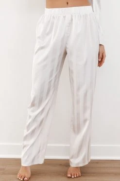 Lounge Underwear Schlaf Striped Satin Pyjama Trousers - Pearl