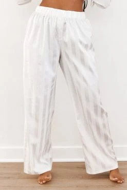 Lounge Underwear Schlaf Striped Satin Pyjama Trousers - Pearl 6 Lounge Underwear Schlaf Striped Satin Pyjama Trousers - Pearl