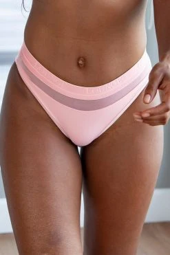 Lounge Underwear String Und Slip Mesh Briefs - Pink
