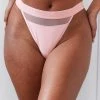 Lounge Underwear String Und Slip Mesh Thong - Pink