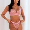 Lounge Underwear Two-tone Blossom Balcony Bra (Set) - Pink