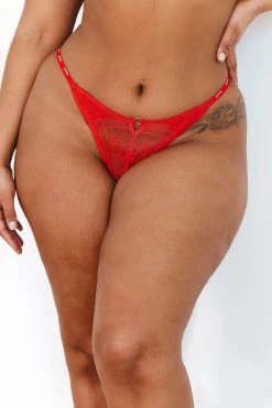 Lounge Underwear String Und Slip Sustainable Charmed Balcony Thong - Red