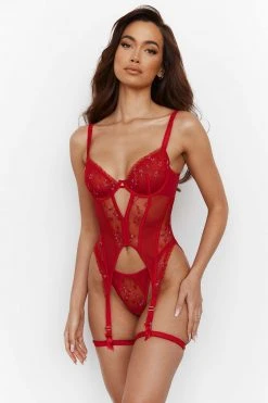 Lounge Underwear Gia Intimates Basque (Set) - Maroon