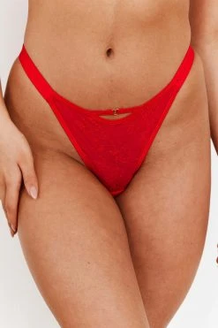 Lounge Underwear String Und Slip Grace Balcony Thong - Red