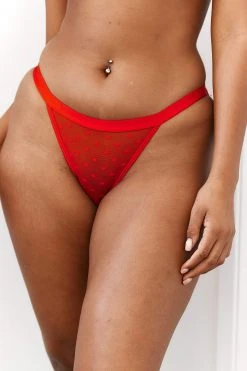 Lounge Underwear Love Heart Mesh Triangle Briefs - Red String Und Slip