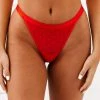 Lounge Underwear Love Heart Mesh Triangle Thong - Red