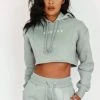 Lounge Underwear Comfy Cosy Cropped Hoodie - Sage Tops Und Hoodys