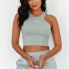 Lounge Underwear Comfy Cosy Racerback Top - Sage Tops Und Hoodys