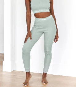 Lounge Underwear Soft Chic Ribbed Leggings - Sage Leggings Sets
