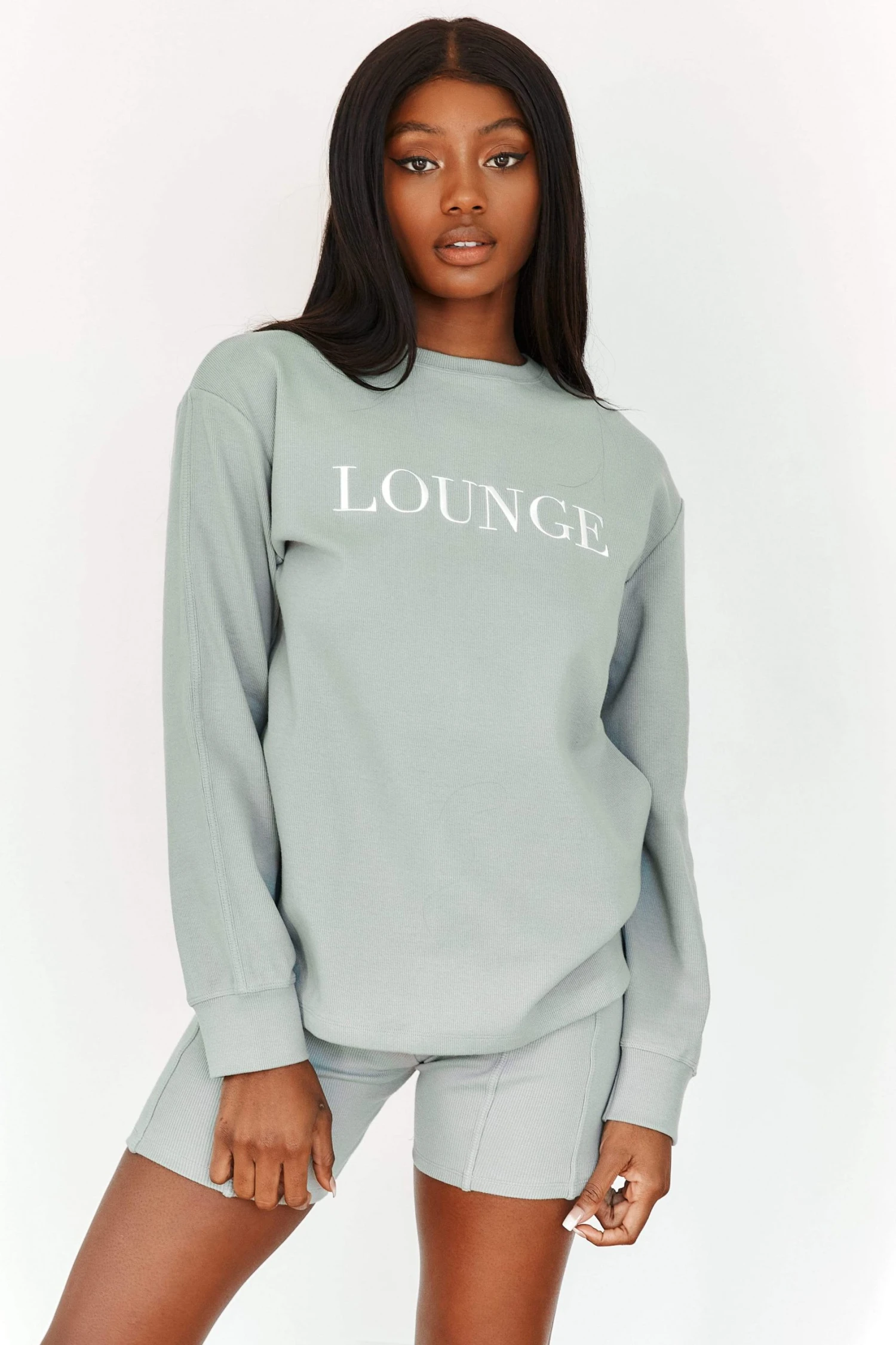 1SageSoftChicRibbedLongSleeveTop-Amina_048244f5-0060-4ee5-b8db-92a21e6dd018.jpg Lounge Underwear Soft Chic Ribbed Long Sleeve Top - Sage Tops Und Hoodys