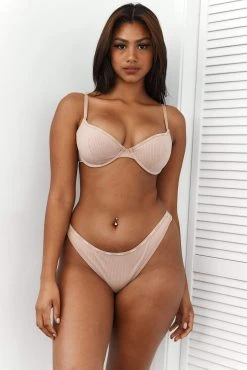 Lounge Underwear So Soft Ribbed T-Shirt Bra (Set) - Taupe Bügel-BH Sets