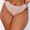 Lounge Underwear Ultra Comfort Ribbed Thong - Taupe String Und Slip
