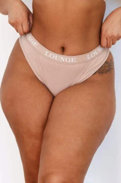 Lounge Underwear Ultra Comfort Ribbed Thong (Set) - Taupe Bügel-BH Sets