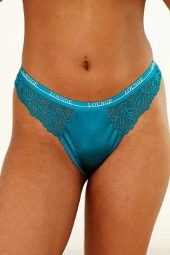Lounge Underwear Outlet Silk Balcony Thong (Set) - Turquoise