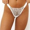 Lounge Underwear Embroidered Triangle Thong - White String Und Slip