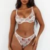 Lounge Underwear Floral Mesh Balcony Bra (Set) - White Bügel-BH Sets