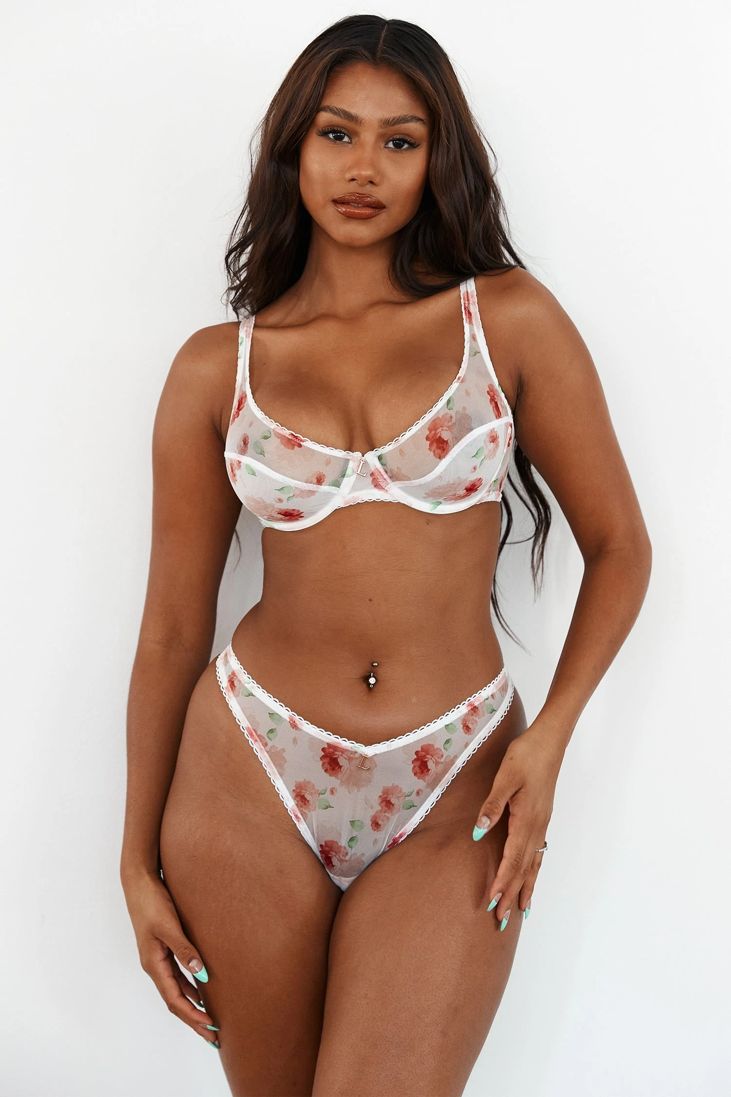 1WhiteFloralMesh-Nayeli.jpg Lounge Underwear Floral Mesh Balcony Bra (Set) - White Bügel-BH Sets
