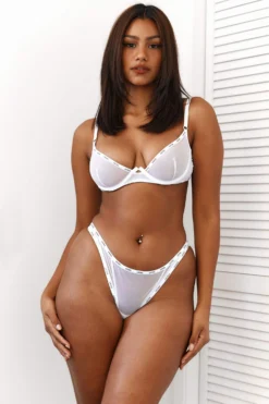 Lounge Underwear Mesh Balcony Bra (Set) - White Bügel-BH Sets