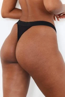 Lounge Underwear String Und Slip Sleek Mindful Thong - Black