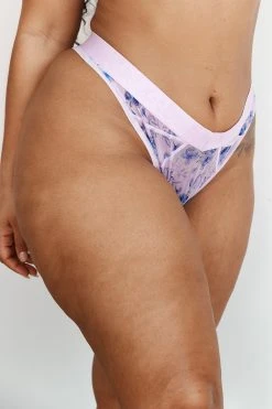 Lounge Underwear String Und Slip Floral Mesh Balcony Thong - Lilac