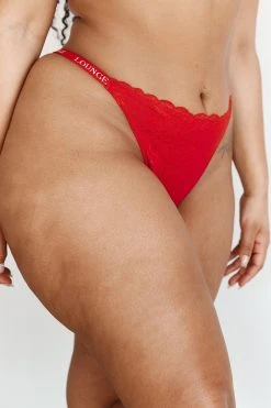 Lounge Underwear String Und Slip Sustainable Lace Magic Thong - Maroon