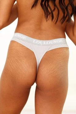 Lounge Underwear String Und Slip Ultra Comfort Ribbed Thong - Grey