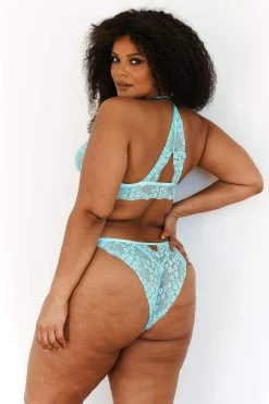 Lounge Underwear BH Ohne Bügel Sets Lace Triangle Bra (Set) - Aqua Blue