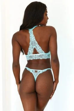 Lounge Underwear BH Ohne Bügel Sets Lace Triangle Bra (Set) - Aqua Blue