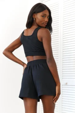 Lounge Underwear Essential Crop Top (Set) - Black