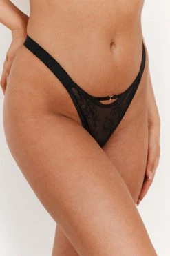 Lounge Underwear Grace Balcony Thong - Black String Und Slip