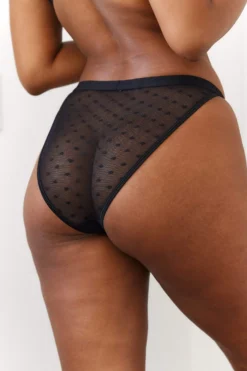 Lounge Underwear String Und Slip Love Heart Mesh Triangle Briefs - Black