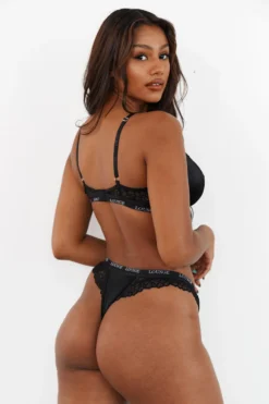 Lounge Underwear Bügel-BH Sets Sustainable Silk Balcony Bra (Set) - Black