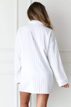 Lounge Underwear Pinstripe Oversized Pyjama Shirt (Set) - Frost Schlaf