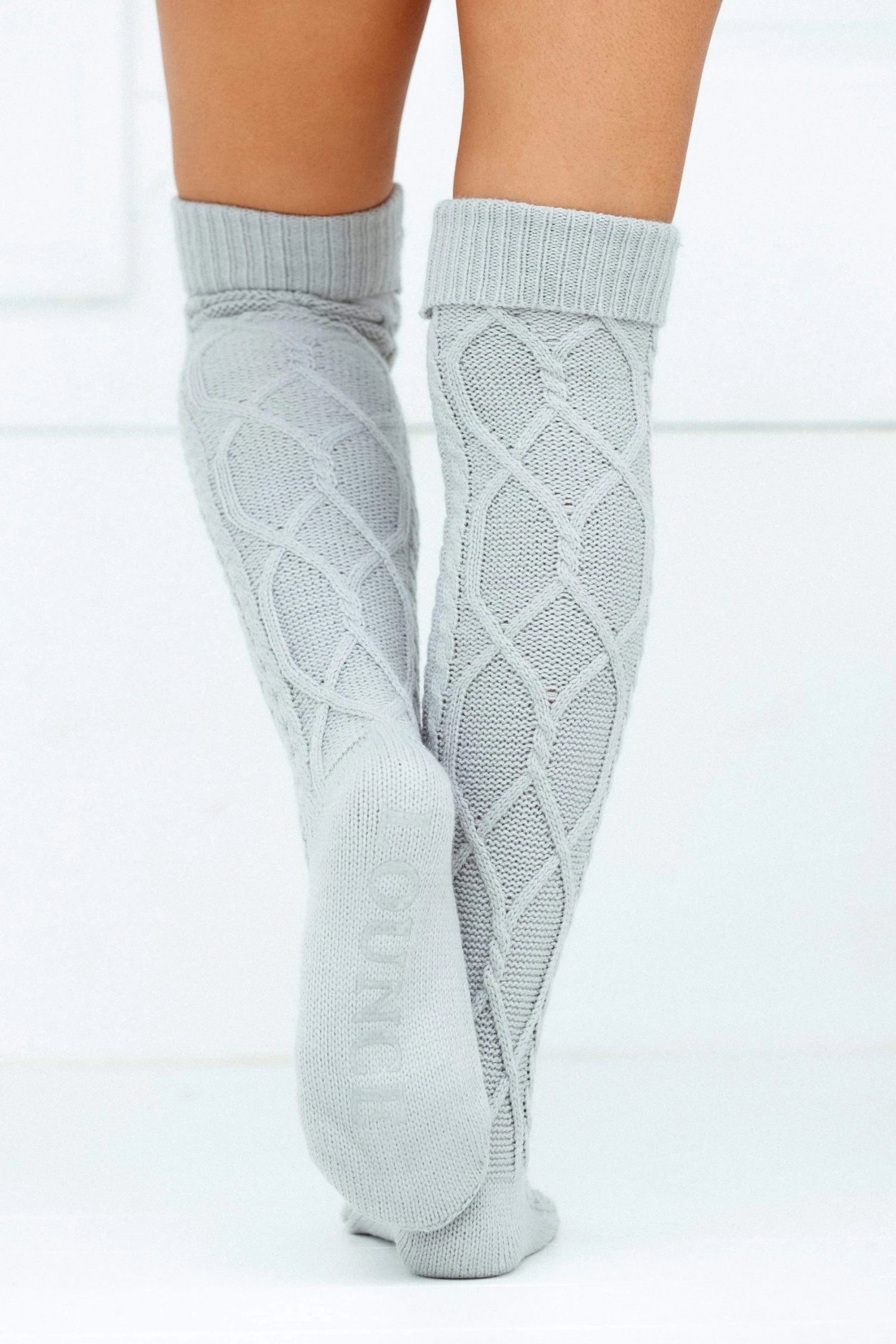 2GreyKneeHighKnittedSocks-Mollie_S-M.jpg Lounge Underwear Knee-High Cosy Knitted Socks - Grey Schlaf