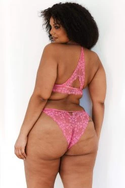 Lounge Underwear Lace Triangle Bra (Set) - Hot Pink