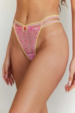 Lounge Underwear Bestsellers Daisy Embroidered Thong - Pink