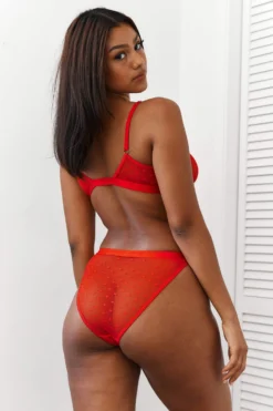 Lounge Underwear BH Ohne Bügel Sets Love Heart Mesh Triangle Bra (Set) - Red