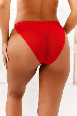 Lounge Underwear Love Heart Mesh Triangle Briefs - Red String Und Slip