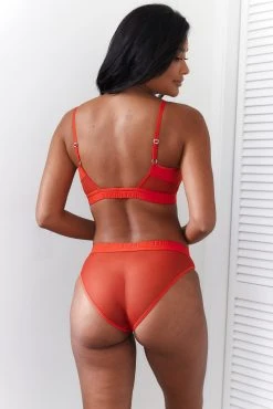 Lounge Underwear BH Ohne Bügel Sets Mesh Bra (Set) - Red
