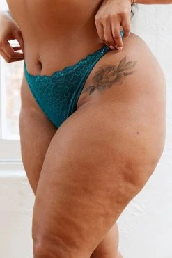 Lounge Underwear Sustainable Lace Magic Thong - Turquoise String Und Slip