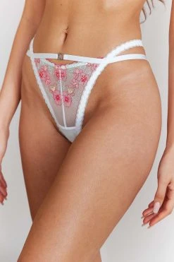 Lounge Underwear Ditsy Embroidered Briefs - White String Und Slip