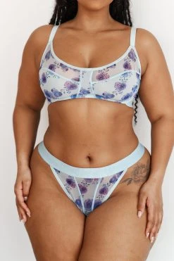 Lounge Underwear Floral Mesh Bra (Set) - Blue Bügel-BH Sets
