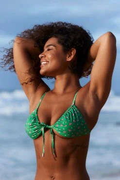 Lounge Underwear Floral Bikini Top - Green
