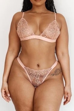 Lounge Underwear Embroidered Triangle Bra (Set) - Pink Bestsellers