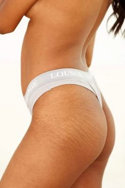 Lounge Underwear String Und Slip Ultra Comfort Ribbed Thong - Grey