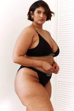 Lounge Underwear Bamboo Minimal Triangle Bra (Set) - Black BH Ohne Bügel Sets